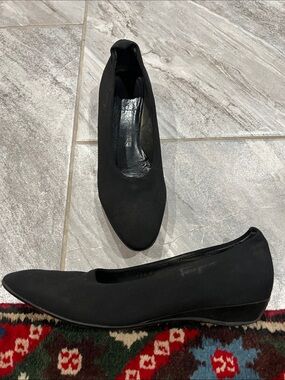 Salvatore Ferragamo Black neoprene Low Heel Flats